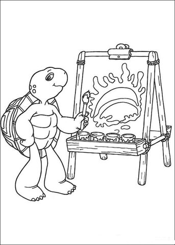 Franklin Is Painting  Coloring Page